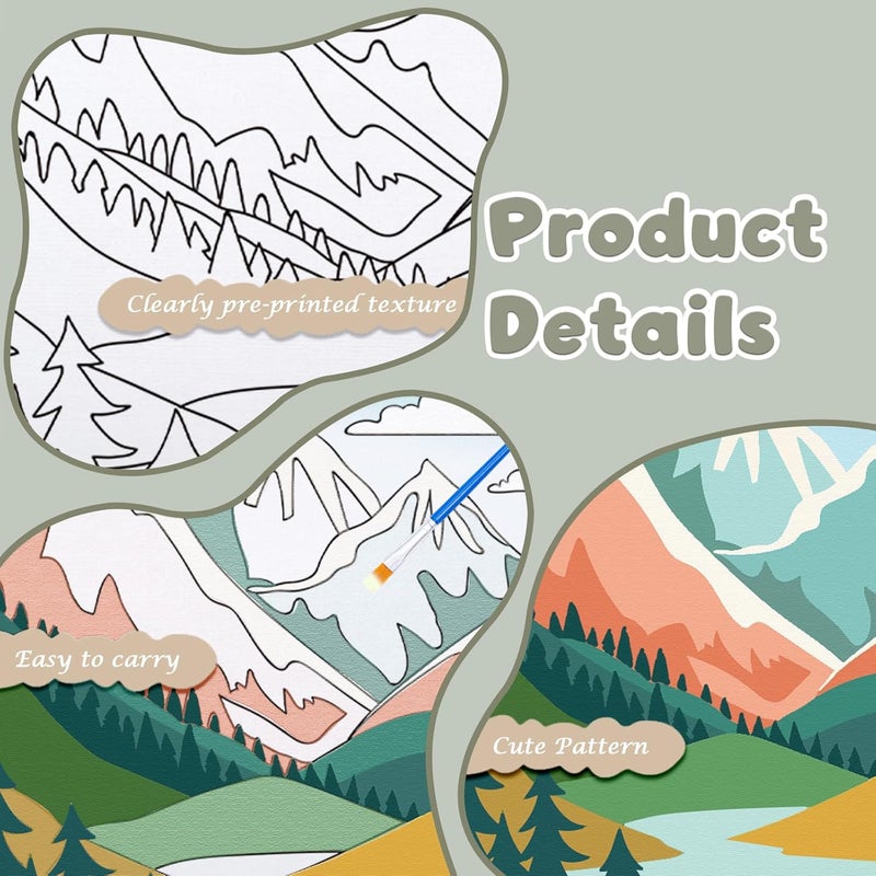 Anseal 12 Packs Pre Drawn Canvas to Paint, 4" X 4" Landscape Pre-Printed Canvas Paint Party for Adult, Stretched Outline Painting Boards for Beginners, Party Favor - Image 4